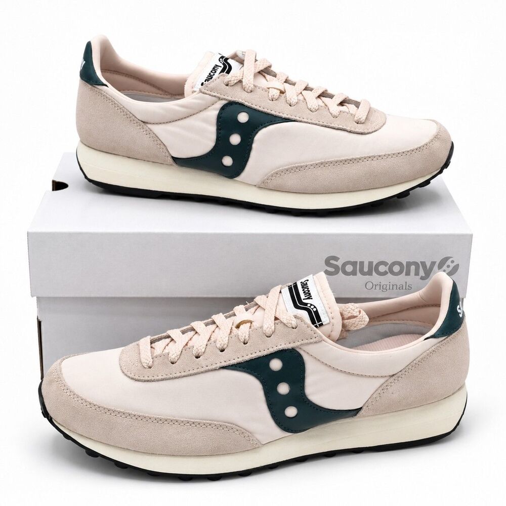 Saucony Trainer 80 Men's 11 Women's 12.5 Pink Green Suede Retro Casual Sneakers